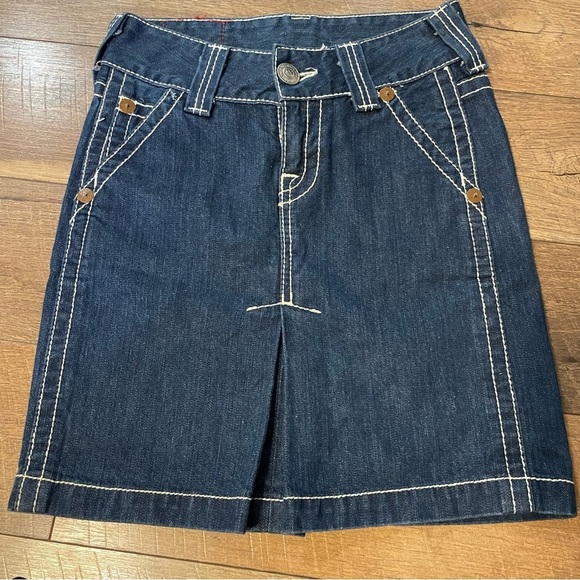Truereligion Y2K Girly Fun Denim White Stitching Skirt C7 - Picture 1 of 4